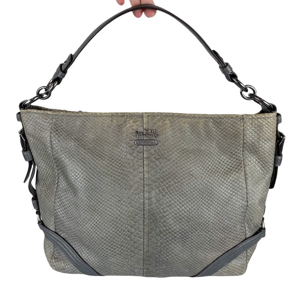 Coach Handbags - Coach Katarina Exotic Snakeskin Python Embossed Grey Hobo Bag